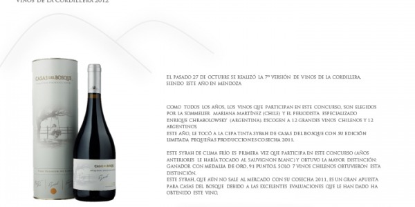 Press Report Vinos de la Cordillera